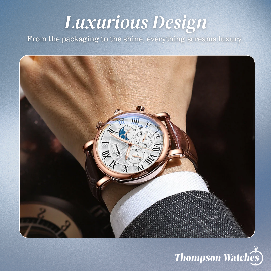 Gregory | Chrono Lunar Leather Watch | 44mm Thompson Watch