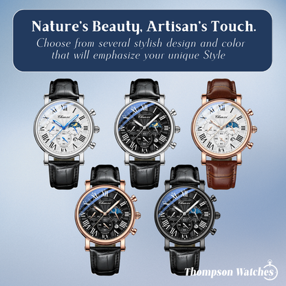 Gregory | Chrono Lunar Leather Watch | 44mm Thompson Watch